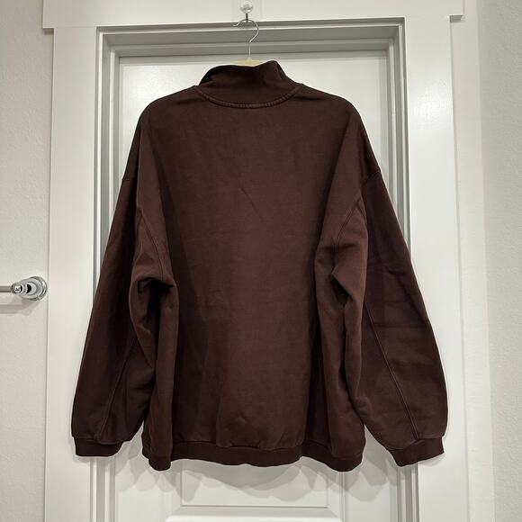 NWT SKIMS BOYFRIEND FLEECE HALF ZIP PULLOVER IN ESPRESSO SIZE SMALL - Picture 6 of 7